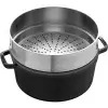 Cocotte ghisa con vaporiera inox nera Staub cm 26 - immagine 5