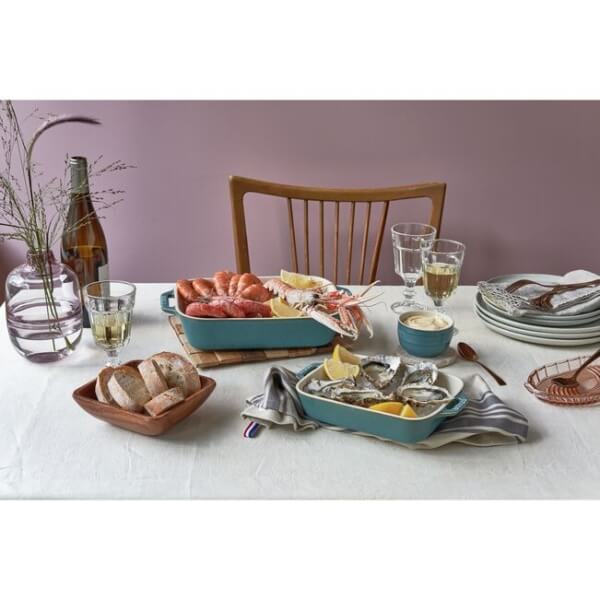 Pirofila in ceramica azzurra cm 34 X 24 - immagine 3