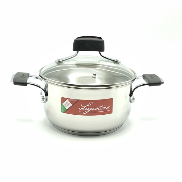 Casseruola fonda in acciaio con coperchio cm 16 Tempra