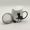 Tazza il Coccolo con filtro inox decoro gatto nero collare rosso ml 420 - immagine 3