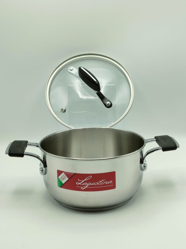 Casseruola fonda in acciaio con coperchio cm 20 Tempra - immagine 2