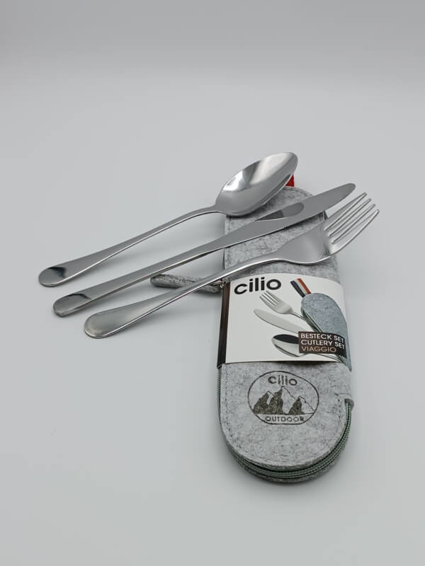 Set posate 3 pezzi da viaggio grigio