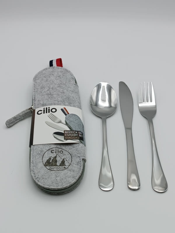 Set posate 3 pezzi da viaggio grigio - immagine 3