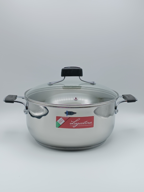 Casseruola fonda in acciaio con coperchio cm 26 Tempra