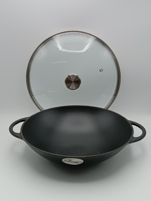Wok con coperchio vetro Provance in ghisa cm 30 - immagine 2