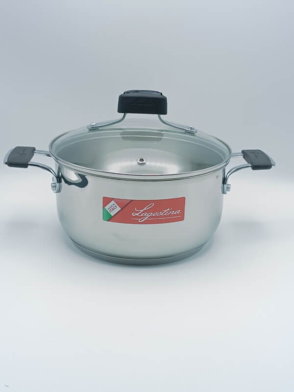 Casseruola fonda in acciaio con coperchio cm 22 Tempra