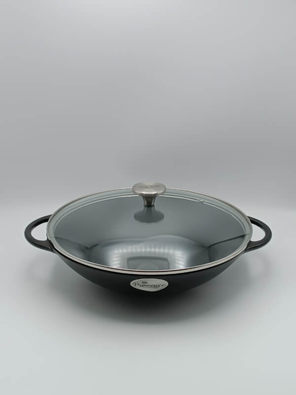 Wok con coperchio vetro Provance in ghisa cm 30